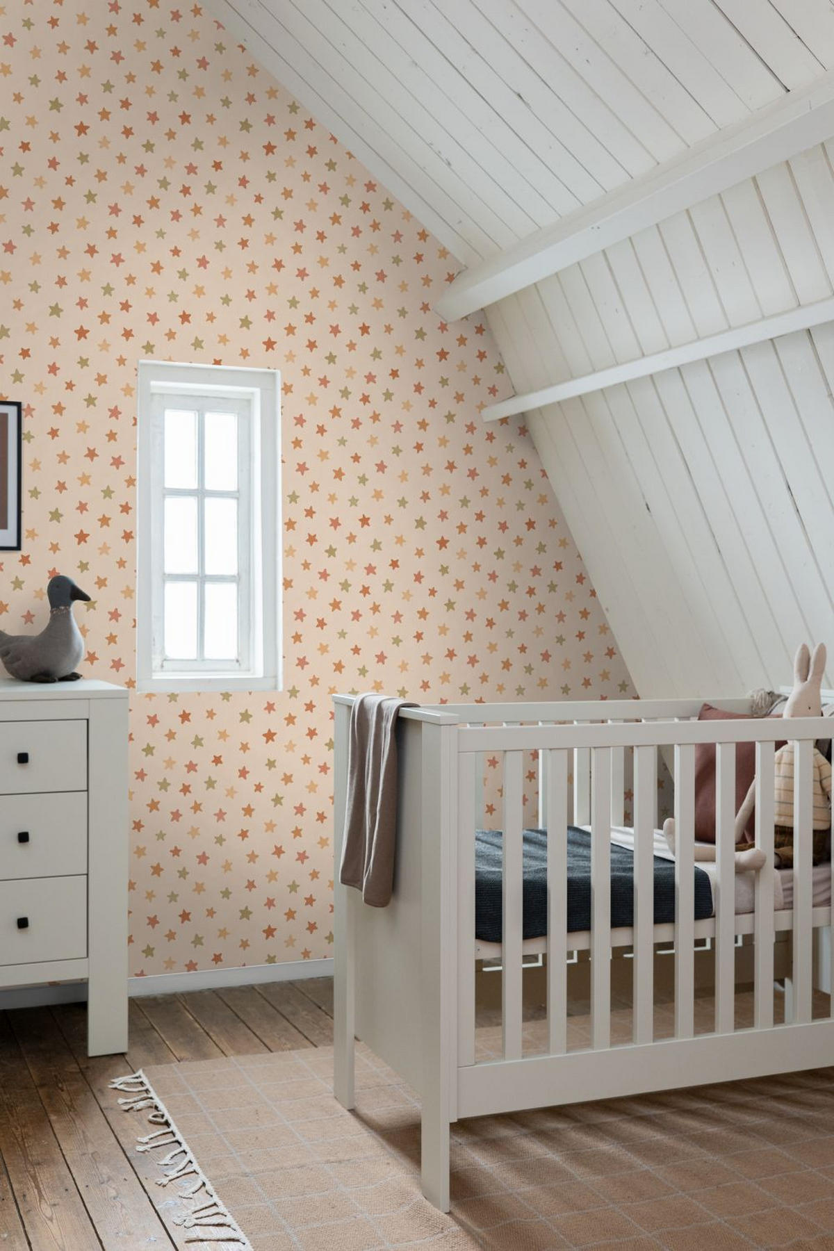 TAPETE kleine Sterne 50 x 900 cm - Orange, Papier (50/0.1cm) - ESTAhome