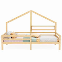 KINDERBETT im Hausdesign mit Regal 90x200 cm Kiefer Natur - Braun, Holz (90/200cm) - Meubliv