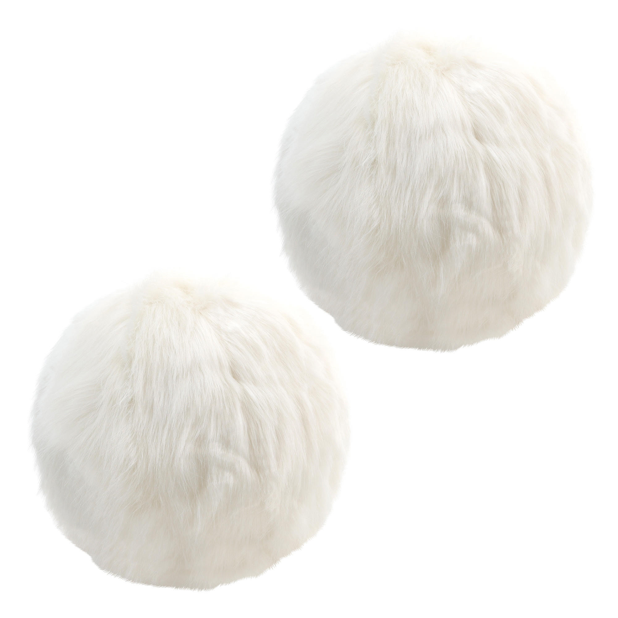 DEKOKISSEN Kunstfell Ball 2er-Set - Weiß, Textil (30/30cm)