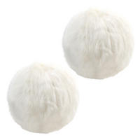 DEKOKISSEN Kunstfell Ball 2er-Set - Weiß, Textil (30/30cm)