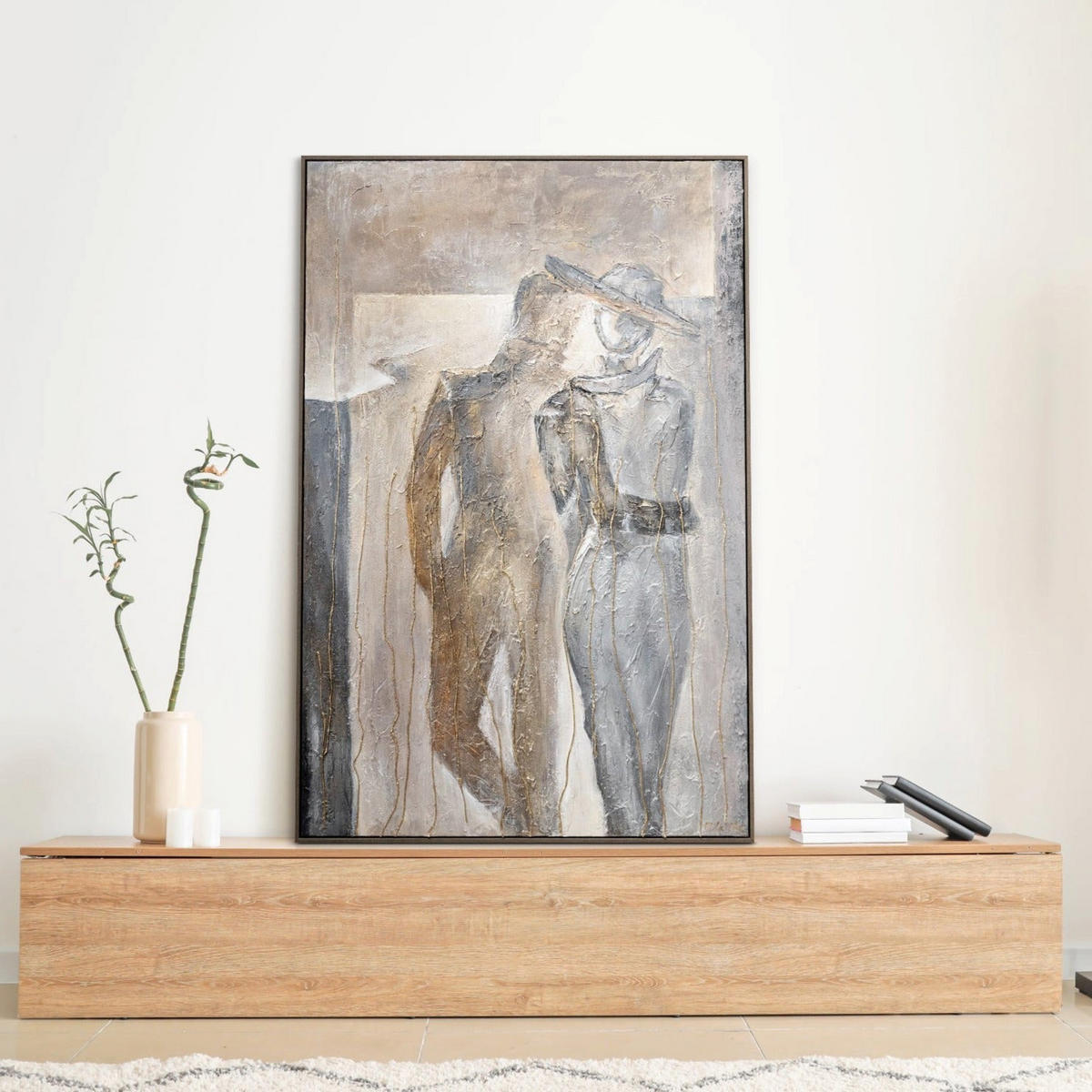 GEMÄLDE Pärchen Schattenfugenrahmen Grau 120x80 cm - Grau, Holz (120/80cm) - YS-art gallery