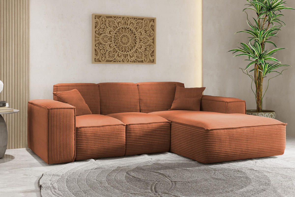 ECKSOFA L-Form Wohnzimmer SIENA Stoff Poso Kupfer Rechts - Kupferfarben, Holz/Textil (266/165cm) - Kaiser Möbel