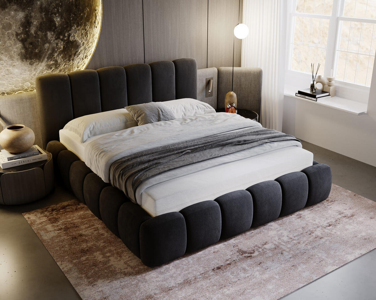 POLSTERBETT Cloud 140x200 Anthracite - Anthrazit, Textil (140/200cm) - Graingold