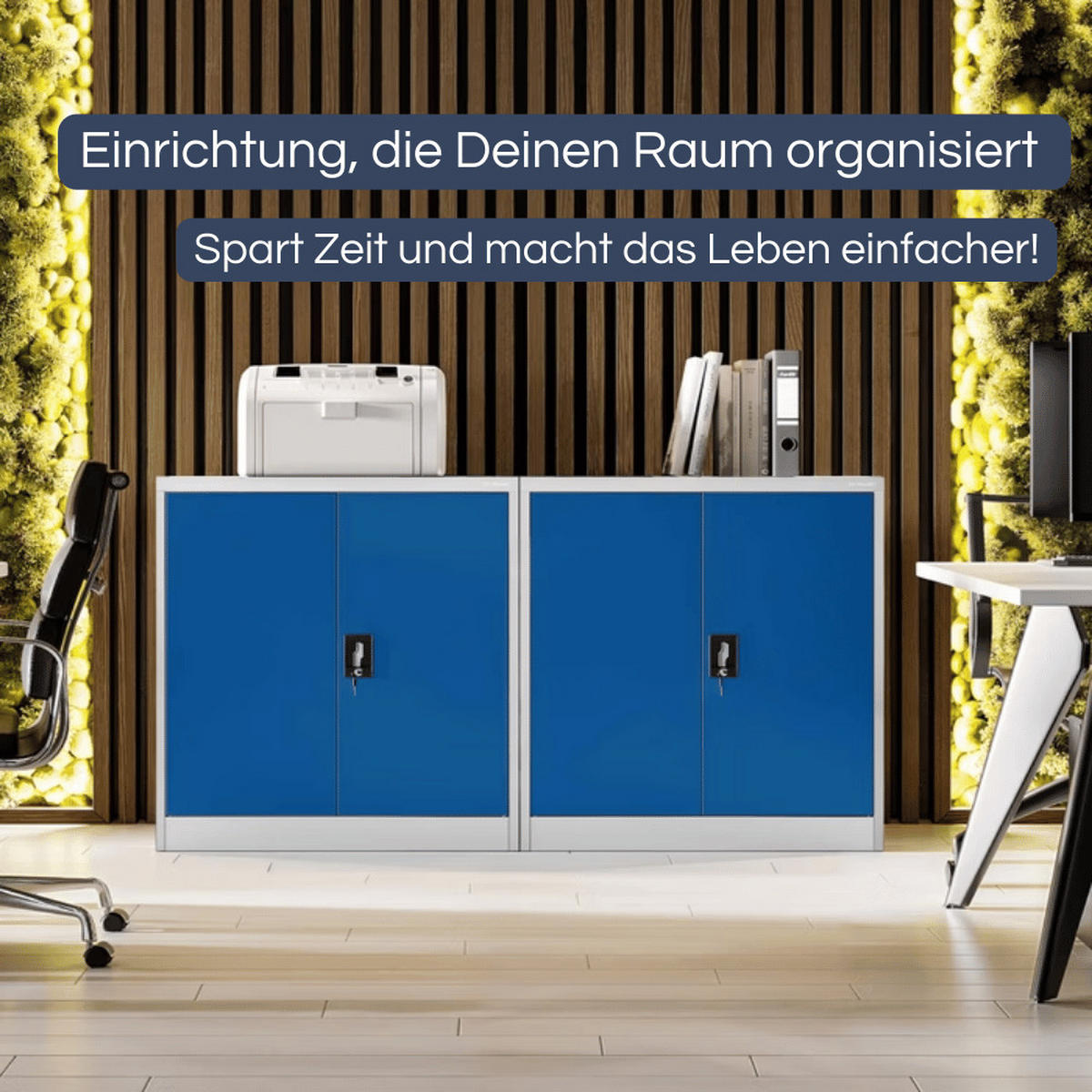 AKTENSCHRANK abschließbar KADO mit Flügeltüren 93x90x40cm Grau-Blau - Grau, Metall (90/93/40cm) - DELUKE