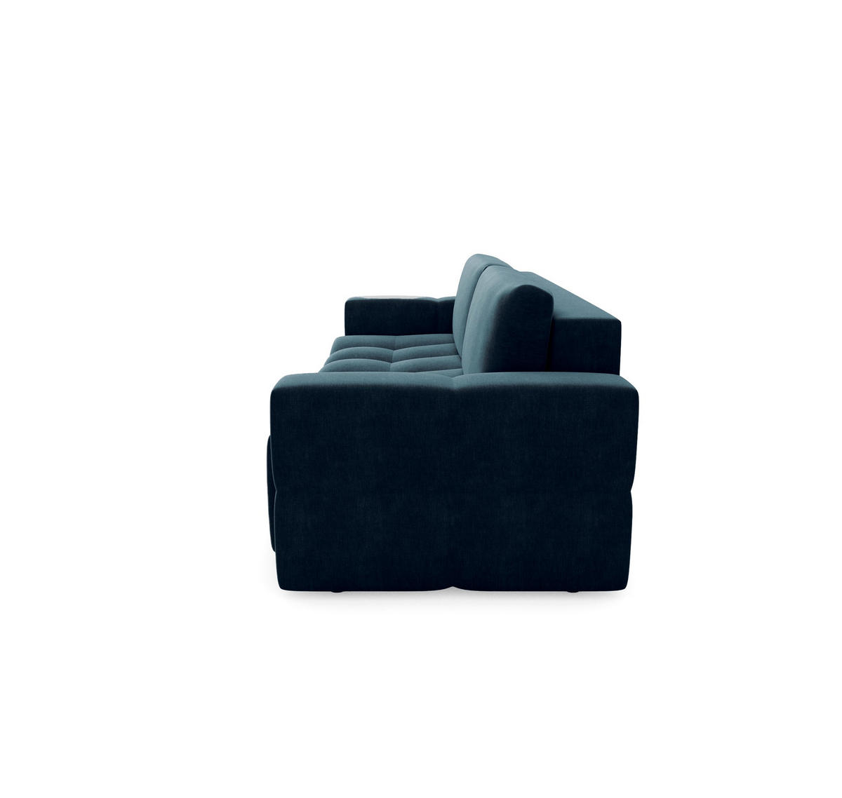 SCHLAFSOFA 4-SITZER Mit Stauraum Nussbaum Samt pfauenblau - Blau/Hellblau, Textil (247/90/102cm) - Sia Home