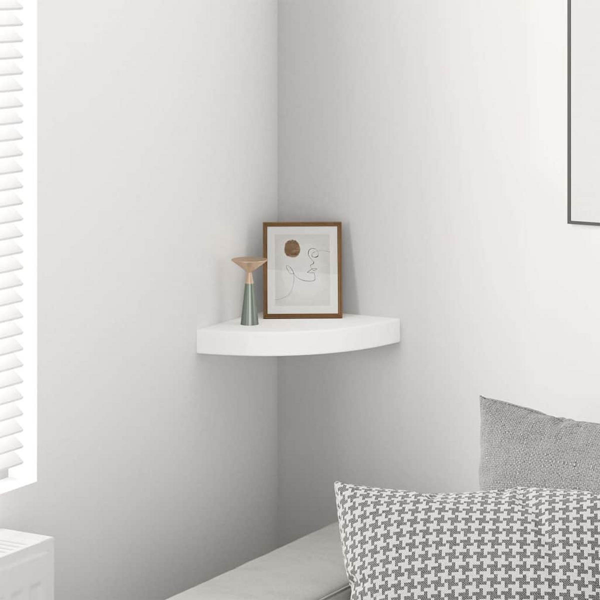 ECK-SCHWEBEREGAL Weiß 25/25/3,8 Cm Mdf - Weiß, Holzwerkstoff (25/3.8/25cm) - vidaXL