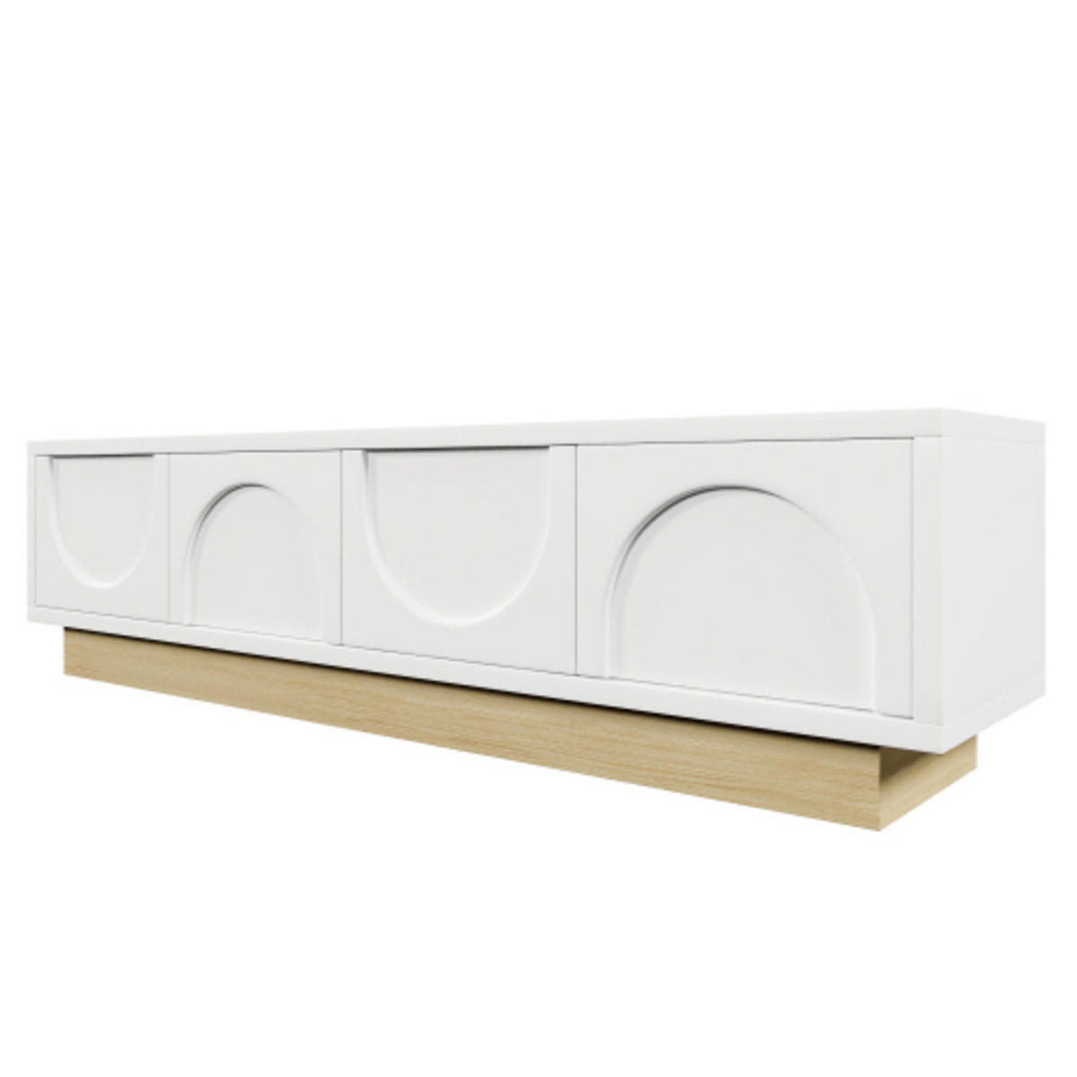 SIDEBOARD mit Holzmaserung weiß 175×40×41,5 cm aus MDF - Weiß, Holzwerkstoff (175/41.5/40cm) - Luhomfu