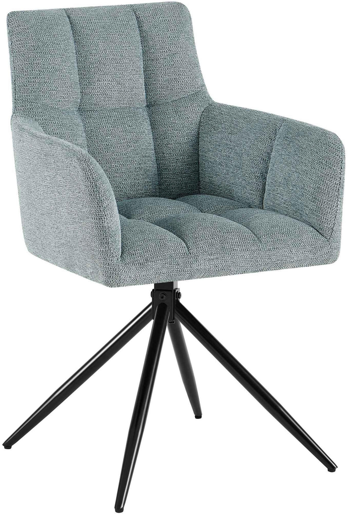 ARMLEHNENSTUHL Stoff Türkis - Türkis/Schwarz, Textil/Metall (59/87/59cm) - CLP