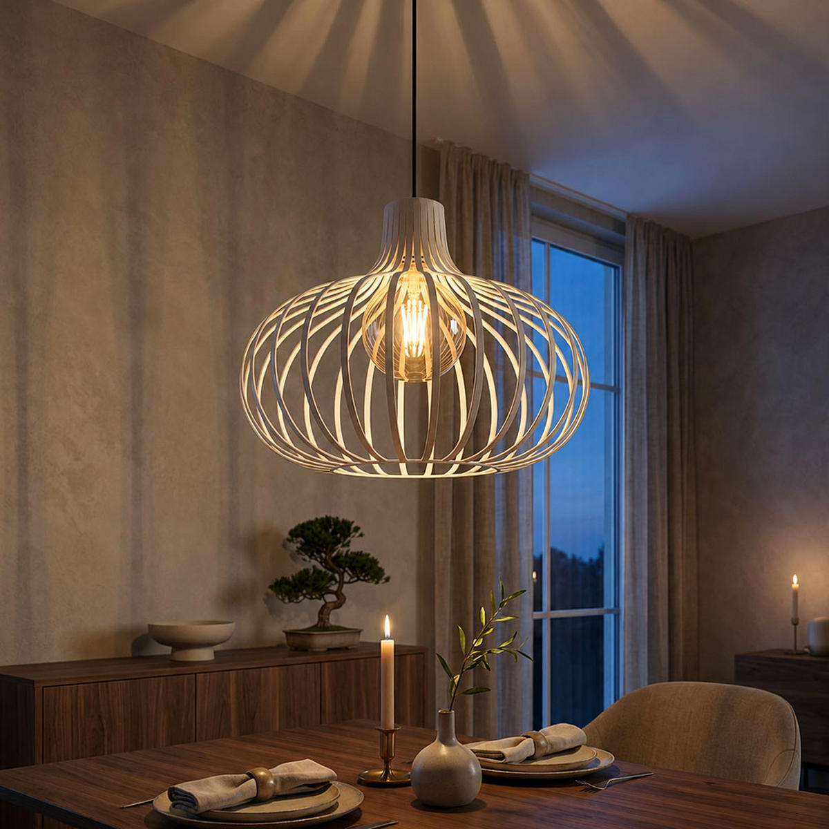 PENDELLEUCHTE MATEO Metall beige - Beige, Metall (40/40/150cm) - Globo Lighting