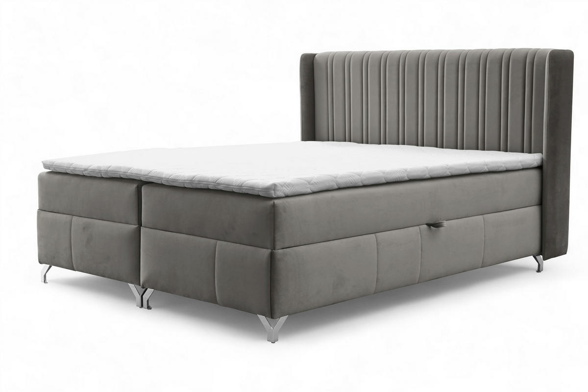 BOXBETT Damien - Dunkelgrau, Holzwerkstoff/Textil (120/200cm) - Fun Möbel