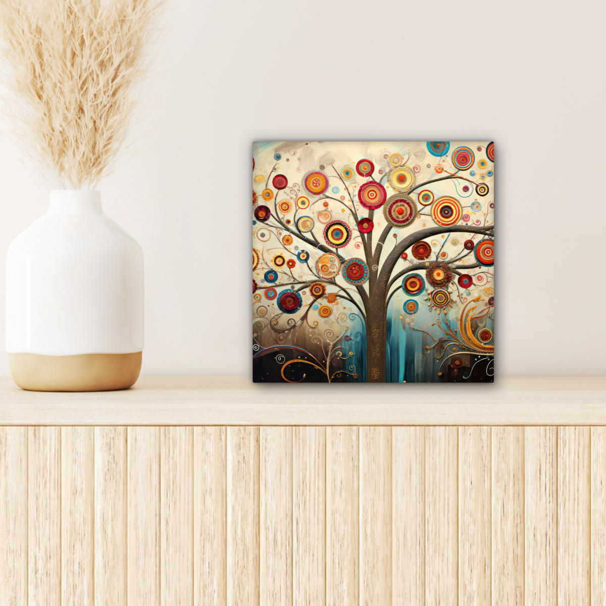 LEINWANDBILD Baum - Baum des Lebens - Farbe Deko Wohnzimmer 20x20 cm - Braun, Textil (20/20cm) - MuchoWow