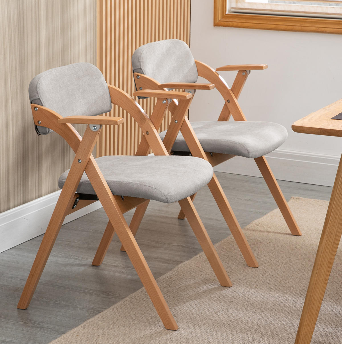 KLAPPSTUHL mit Armlehnen 2er-Set Buchenholz Grau - Grau, Holz (60/79/52.5cm) - Meubliv