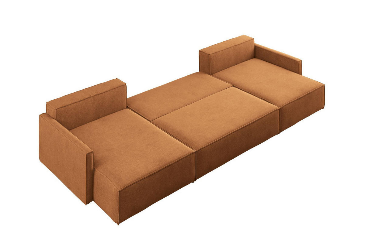 ECKSOFA Carlos U-Form Mit Schlaffunktion Und Bettkasten Stoff Salvador Braun - Braun, Holz (348/142cm) - Kaiser Möbel