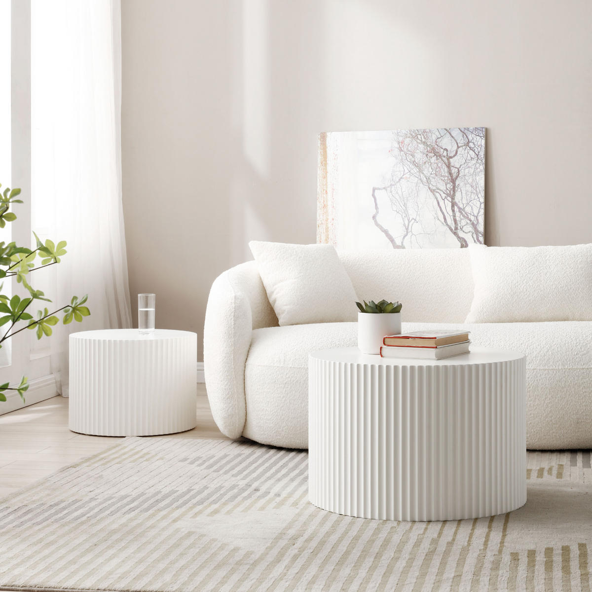 COUCHTISCH-SET 2er-Set Mattweiß - Weiß, Holzwerkstoff (60/60/40cm)