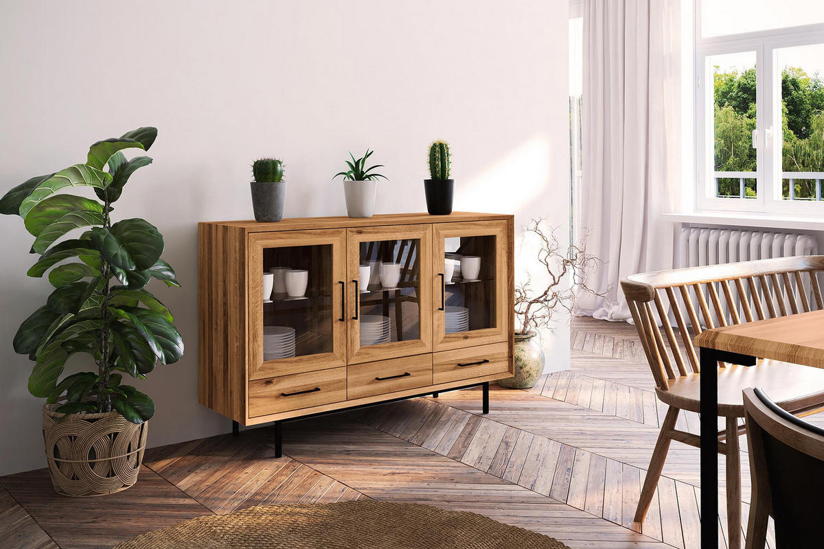 SIDEBOARD LEON Wildeiche - Wildeiche, Holz (144/95/45cm) - byoak