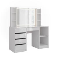 SCHMINKTISCH Sherry Weiß/Weiß Hochglanz 128.2 cm mit LED-Spiegel - Weiß Hochglanz, Holzwerkstoff (128.2/76/50.1cm) - Vicco