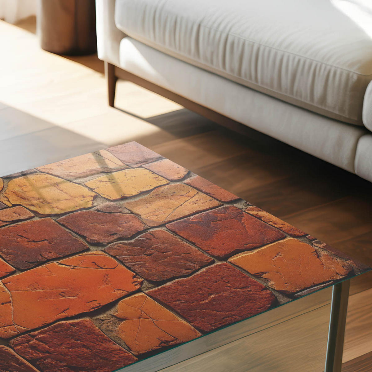 TISCHPLATTE 50x50 cm – Steinmosaik - Braun, Glas (50/50/0.4cm) - Wallfluent