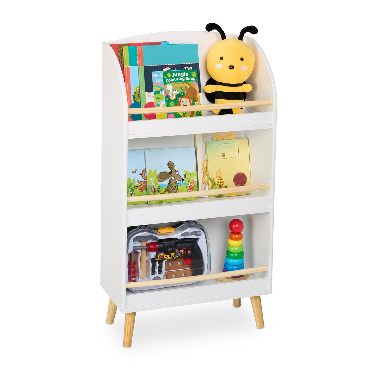 KINDERBÜCHERREGAL - Weiß, Holz/Holzwerkstoff (50/95.5/24cm) - Relaxdays