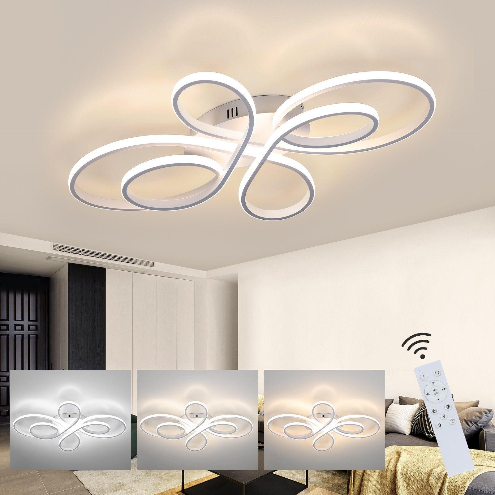 LED-DECKENLEUCHTE Aphroe 80/50/8.5cm - Weiß, Metall (80/50/8.5cm) - ZMH