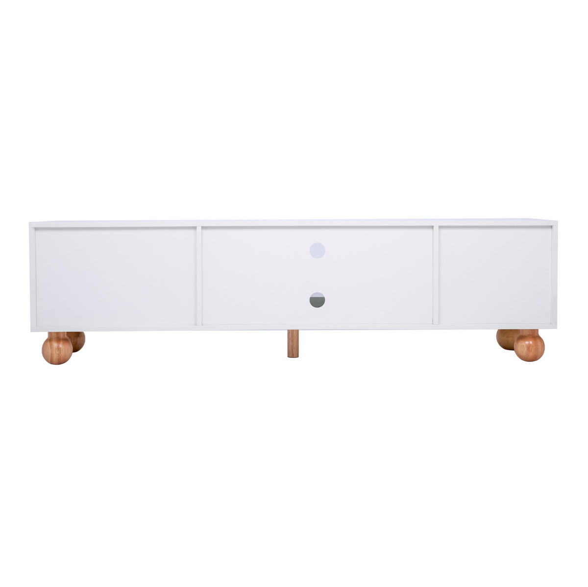 LOWBOARD 170/47/37 cm aus Holzwerkstoff mit Rattanoptik und Glasschiebetür Weiß - Weiß, Holzwerkstoff (170/37/47cm) - Modenvie