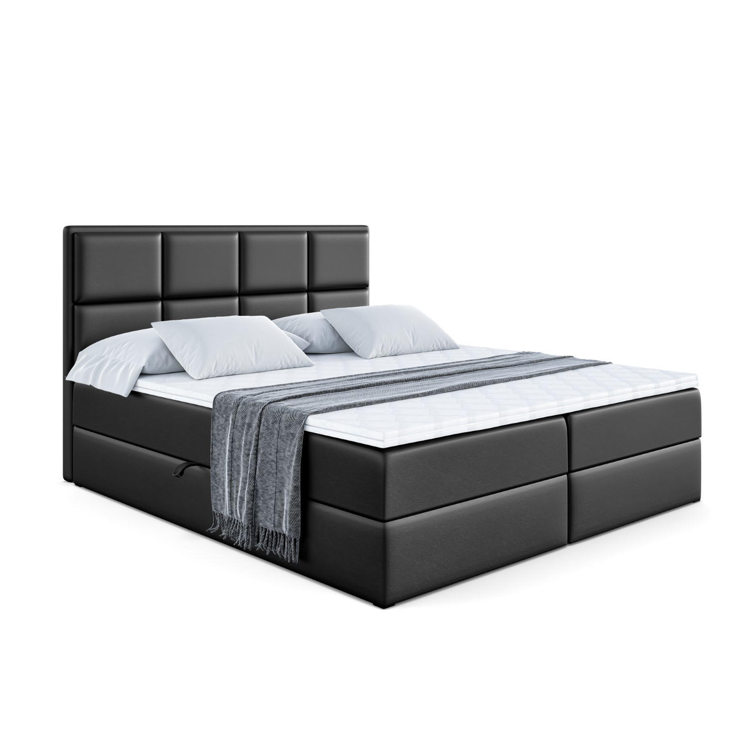 BOXBETT NOVA - 180x200 - H3 - Schwarz Hochglanz - Schwarz Hochglanz, Holzwerkstoff (180/200cm) - ALTDECOR