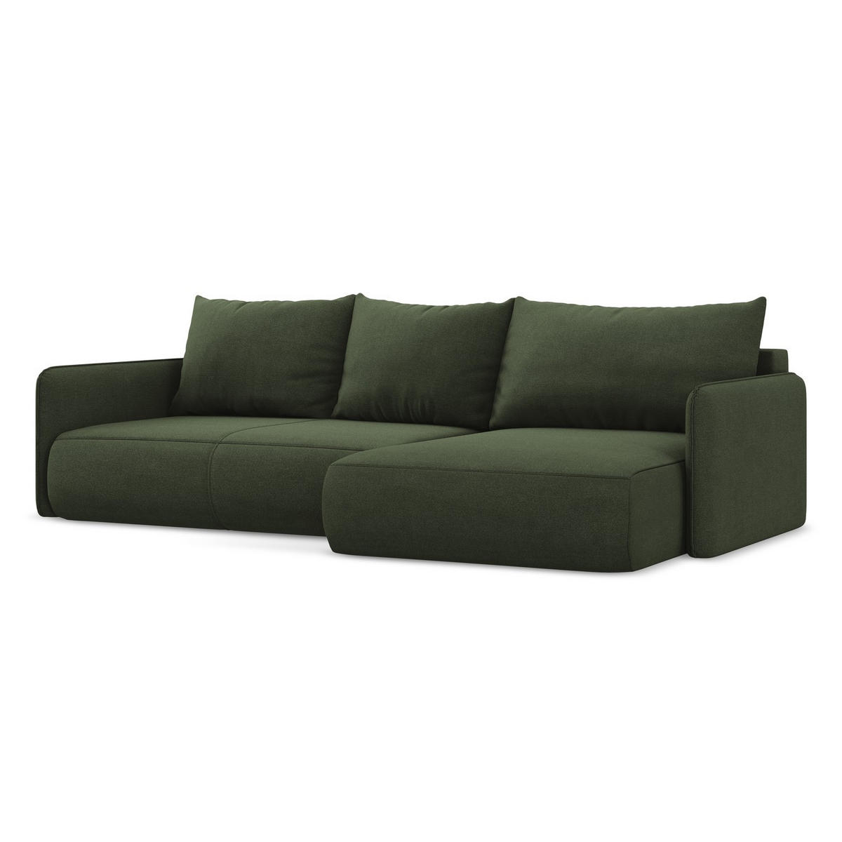 ECKSOFA mit Schlaffunktion Strukturstoff Stoff Grün - Schwarz/Olivgrün, Kunststoff/Textil (240/148cm) - LaMiaSofa