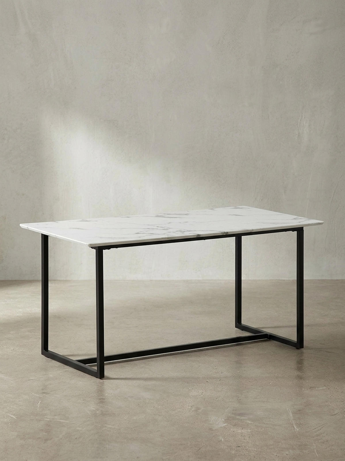 ESSTISCH Marmoroptik Metall Rechteckig Modern Klein, Weiß 180x90x76 cm - Schwarz/Weiß, Holzwerkstoff/Metall (90/180/76cm) - KADIMA DESIGN
