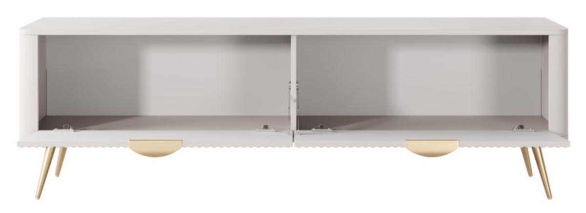 SCHRANK Beige Lena Gerillt Auf Goldenen Beinen - Beige, Holzwerkstoff (163/51/38cm) - Sepro Meble