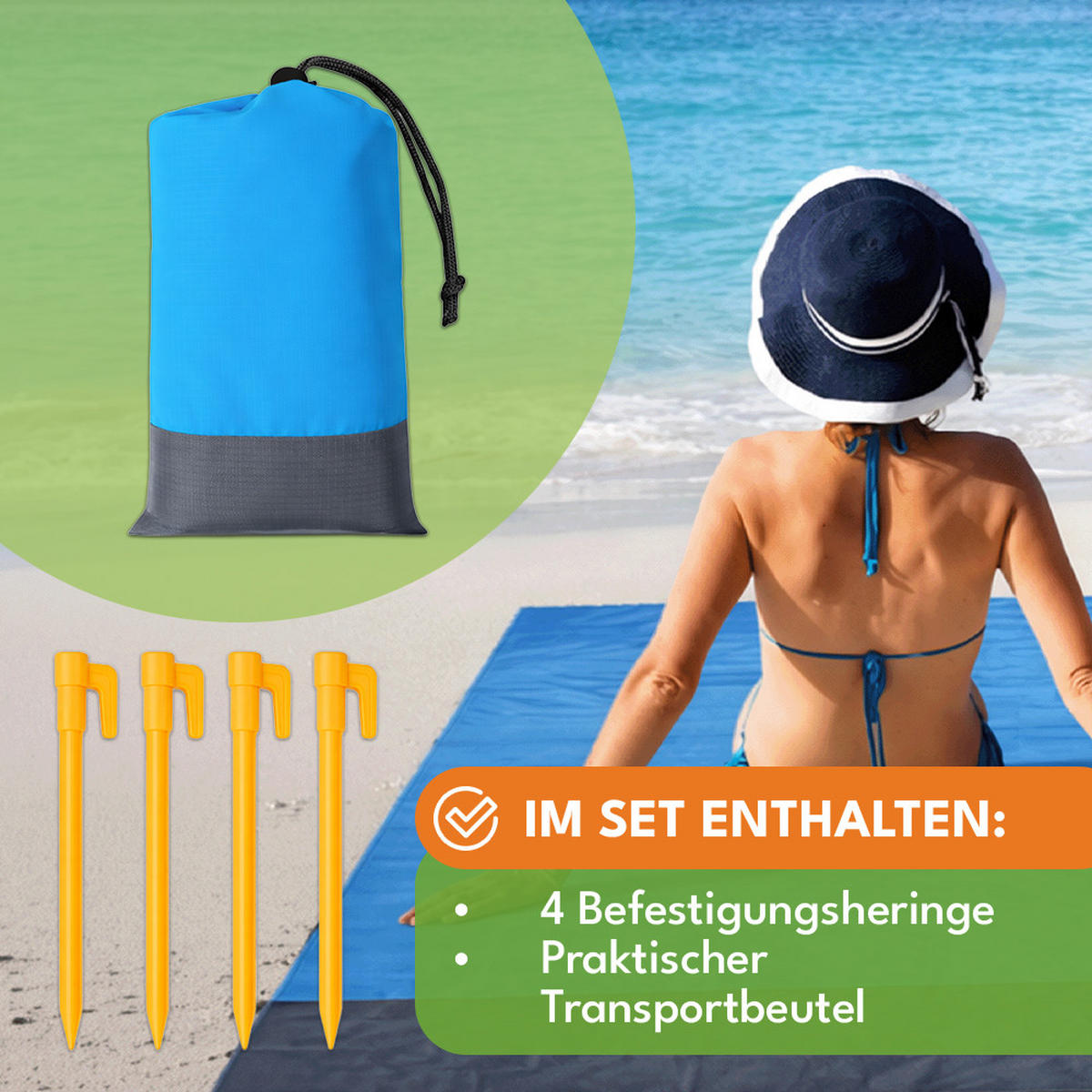 PICKNICKDECKE Wasserdicht 210x200cm, Blau - Blau, Textil (200/210cm) - KRUMAD