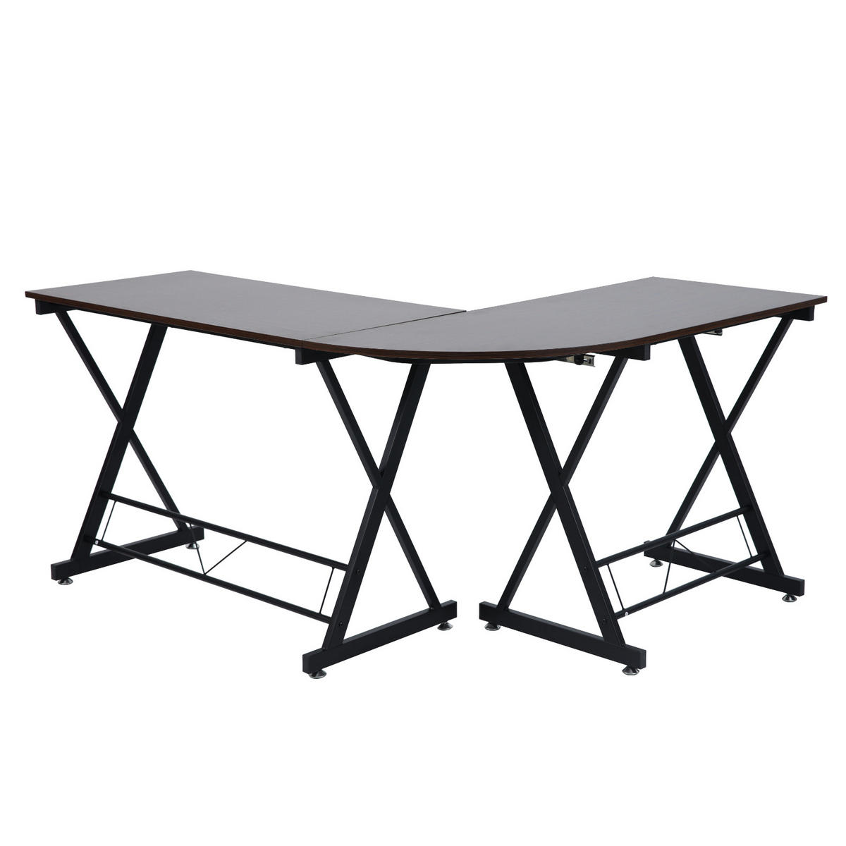 ECKSCHREIBTISCH ECKHART Nussbaum-Optik - Braun, Metall (150/50/75cm) - SVITA