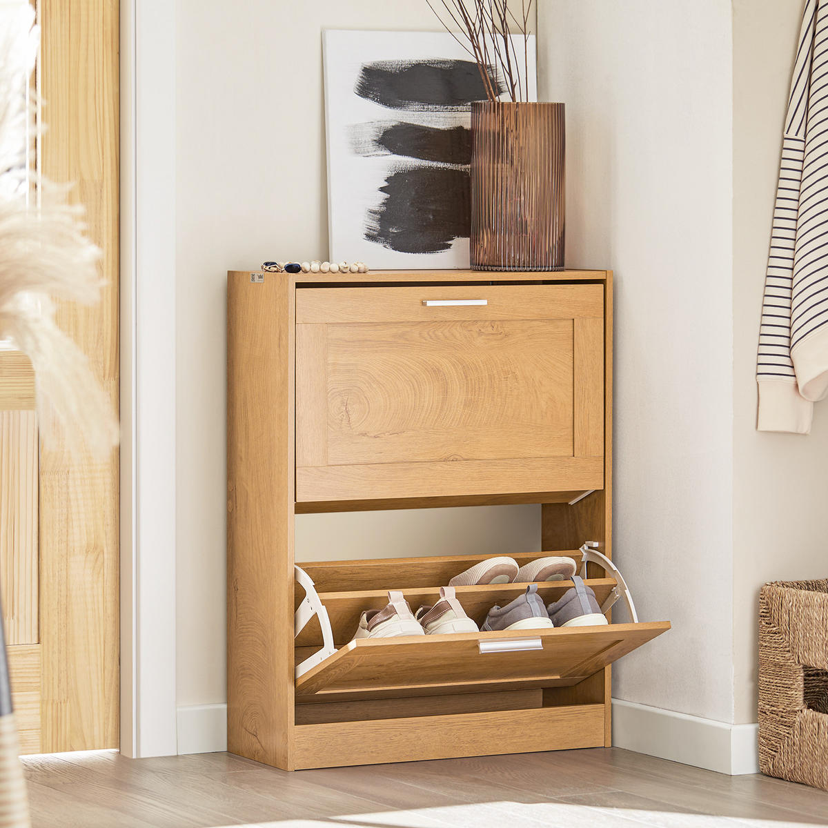 SCHUHSCHRANK Holz - Naturfarben, Holzwerkstoff (60/79/23cm) - SoBuy