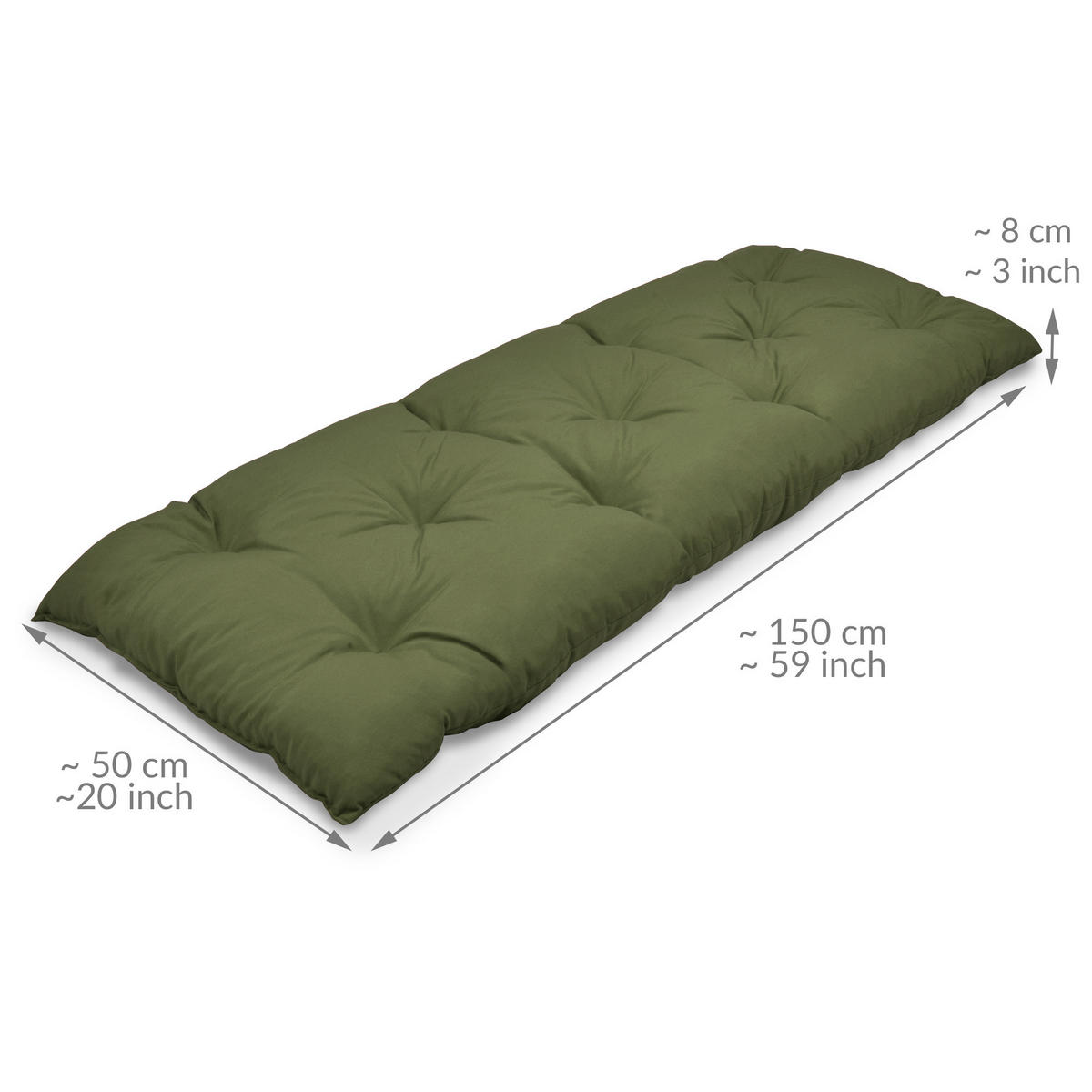 BANKPOLSTER Flair BK 100x50x8cm Olivgrün - Olivgrün, Textil (50/100cm) - Beautissu 
