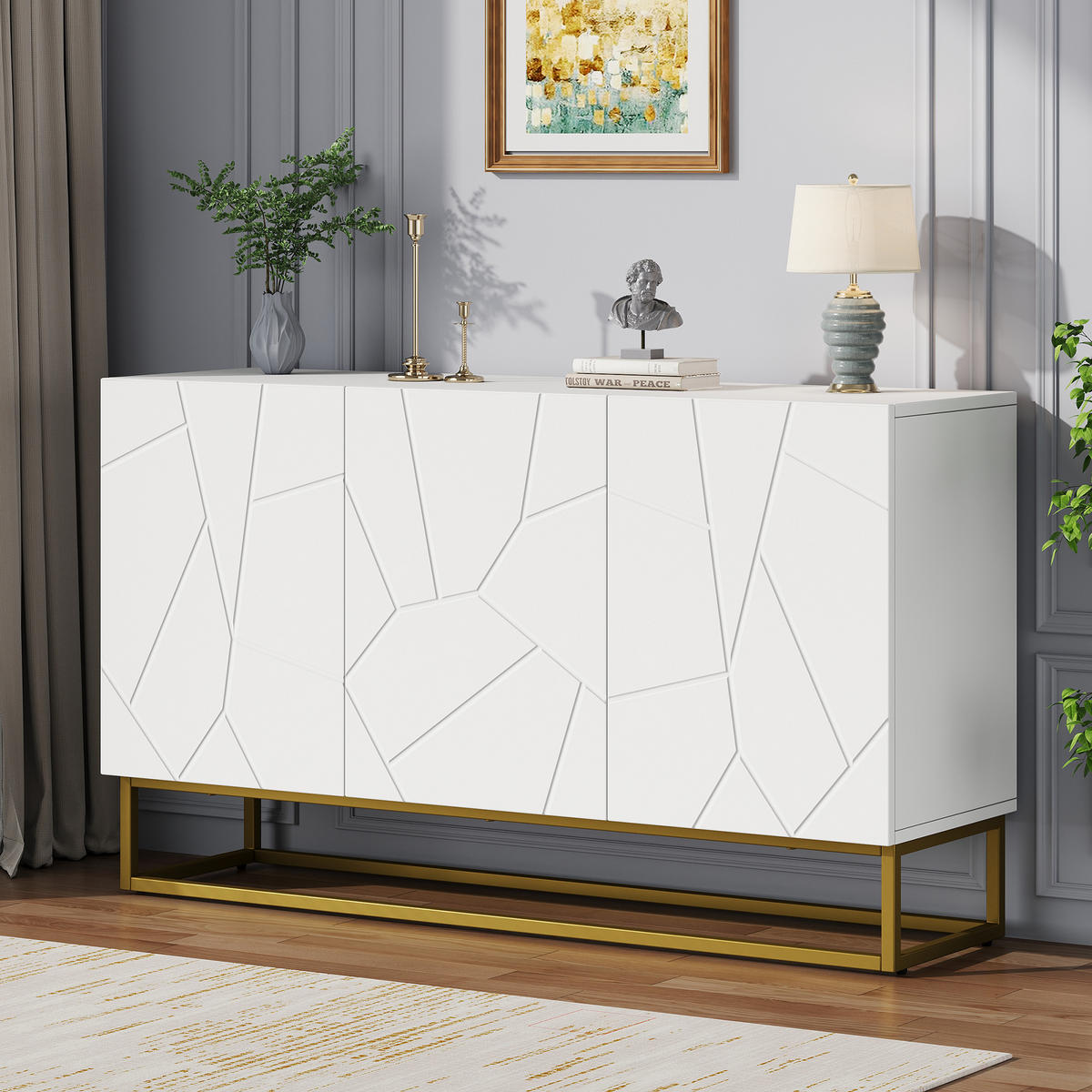 SIDEBOARD Hochglanz 4 Fächer 130cm Modern Stauraum Anrichte - Multicolor, Holzwerkstoff (35/76/130cm) - FLIEKS