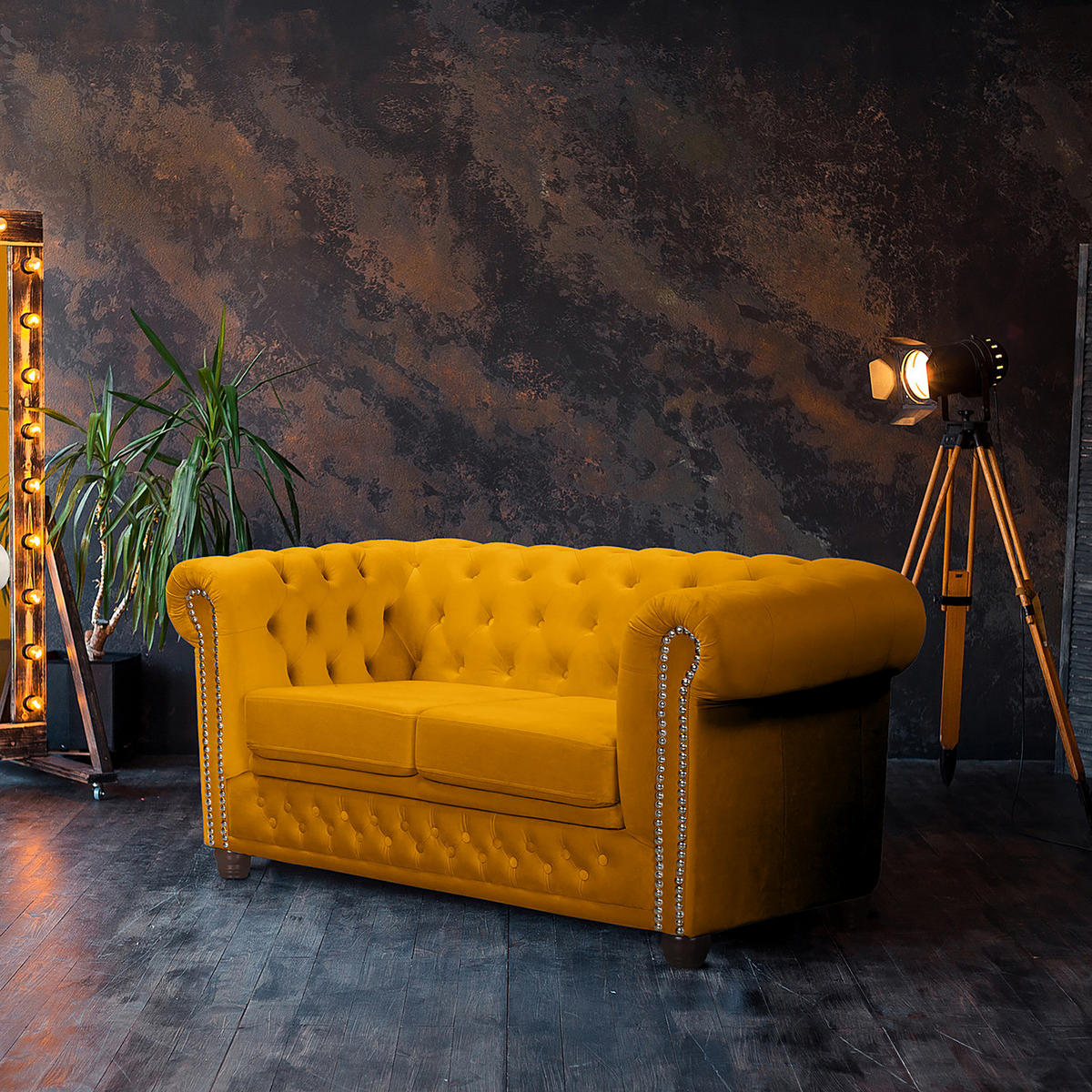 2-SITZER SOFA - Gelb/Buchefarben, Buchenholz/Textil (148/72/86cm) - home24