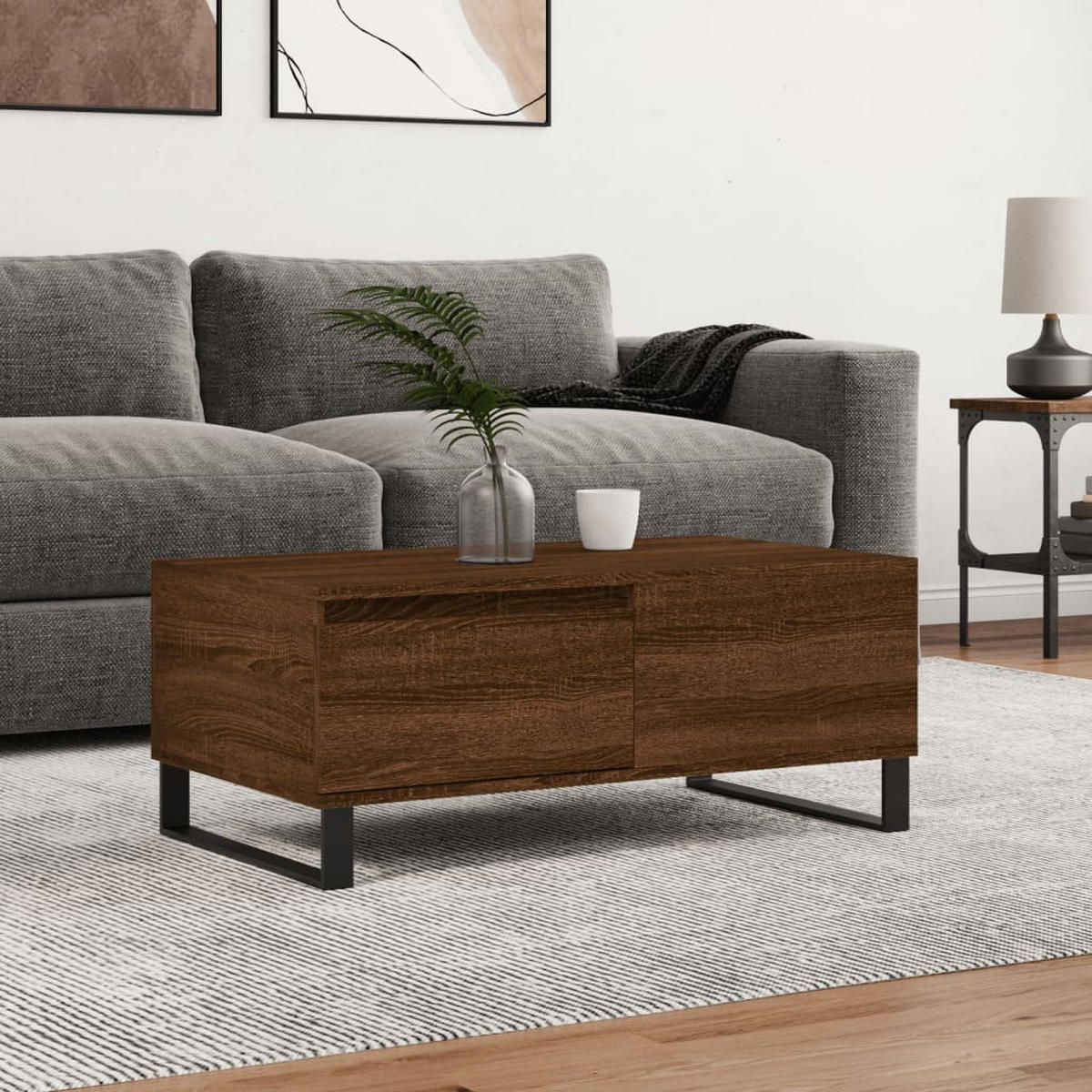 COUCHTISCH Braun Eichen-Optik 90x50x36,5 cm Holzwerkstoff - Braun, Holzwerkstoff (90/50/36.5cm) - furnicato