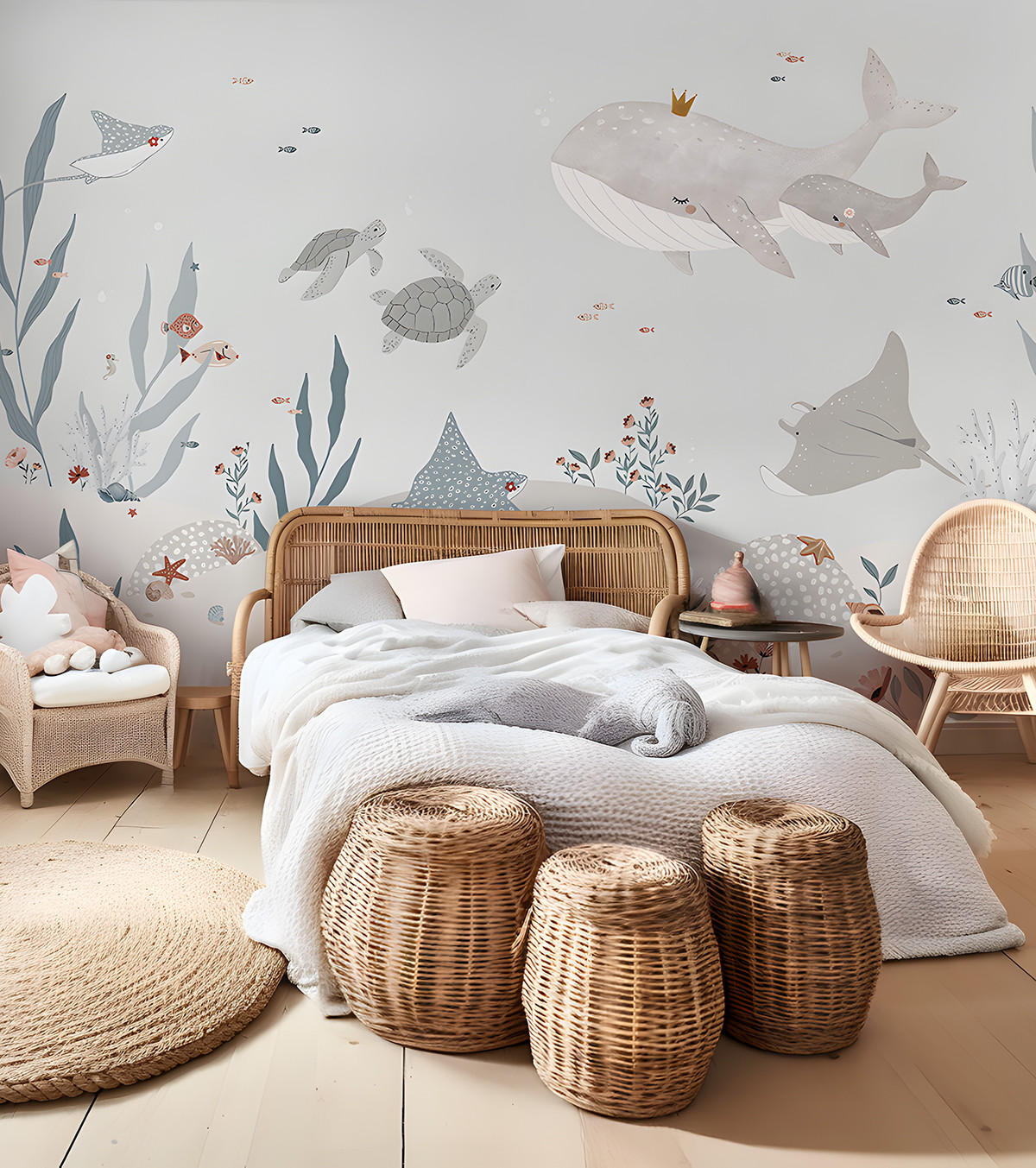 PANORAMA VLIESTAPETE Ocean field 4 m x 248 cm, blau/rosa - Blau/Pastellblau, Papier (248/400cm) - Lilipinso