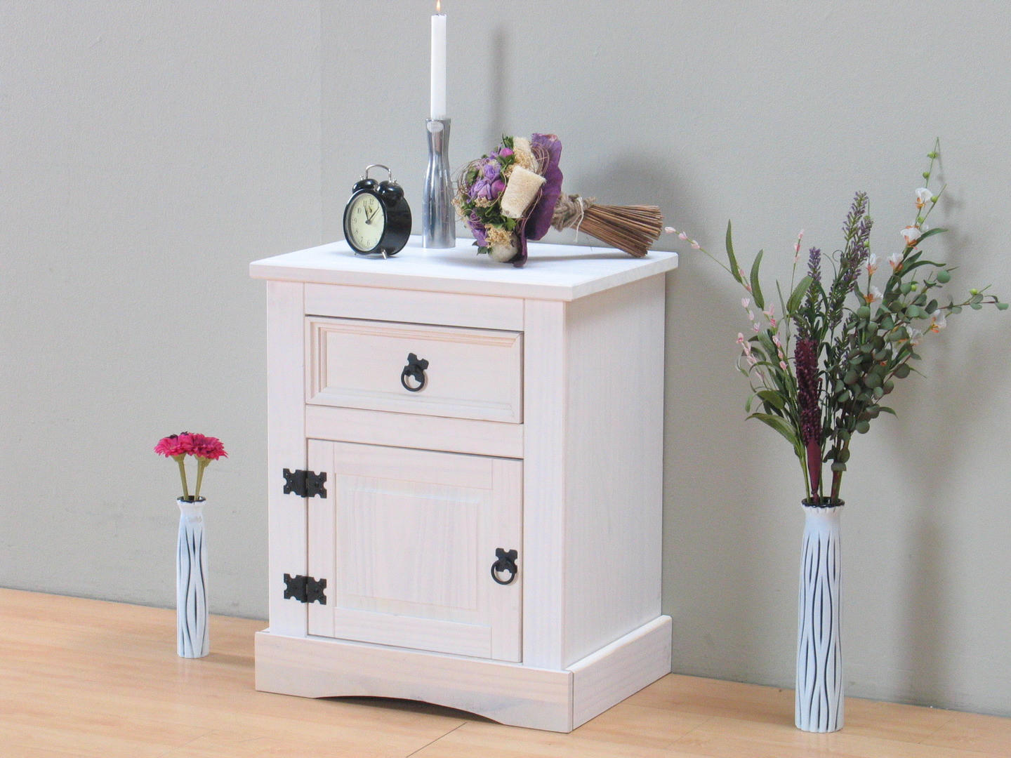 NACHTSCHRANK weiß - Weiß, Holz/Textil (53/66/38cm) - ebuy24