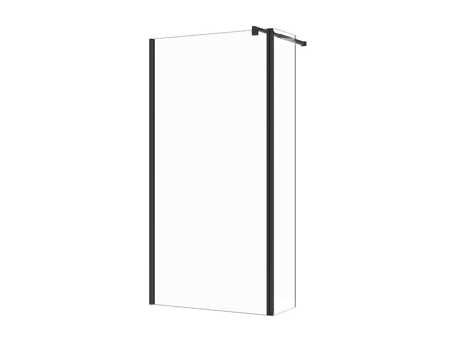 DUSCHWAND - 140 cm x 0.6 cm - metall - schwarz Daren - Schwarz, Glas/Metall (140/200cm) - Vente-Unique