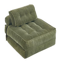 SCHLAFSESSEL 2-in-1 aus weichem Cord, klappbar als Loungesessel und Gästebett - Grün, Kunststoff (85/85/85cm) - Urban Meuble