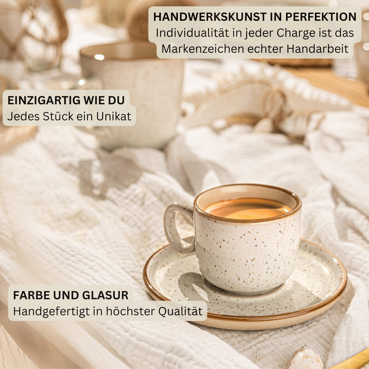 ESPRESSOTASSEN SET RIO CREME - 8 teilig aus Steingut - Creme, Keramik (0.08L) - Sänger