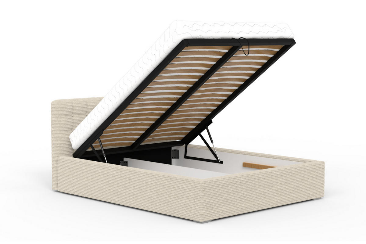 POLSTERBETT LUMA 180/200 in Cord Hellgrau - Hellgrau, Holzwerkstoff/Textil (180/200cm) - Deine Möbel 24