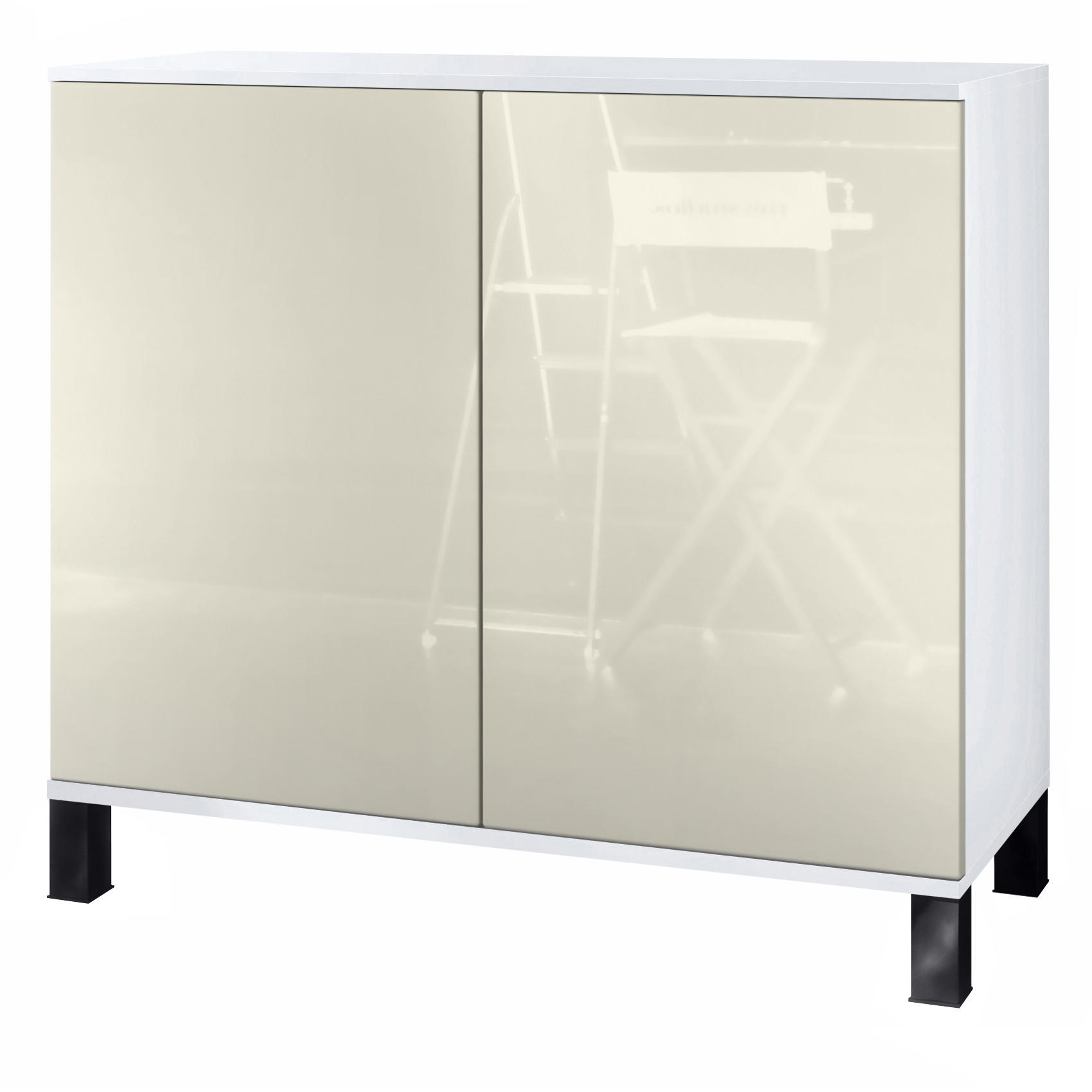 KOMMODE Skadu Creme Hochglanz - Creme, Holzwerkstoff (92.5/84.5/35cm) - Vladon