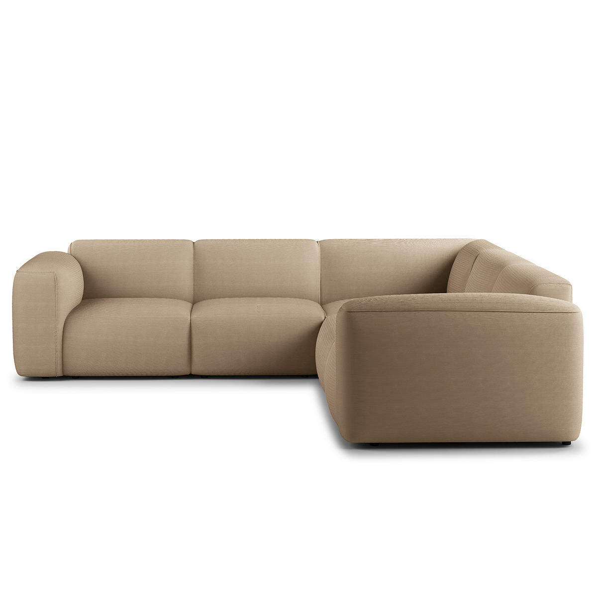 ECKSOFA mit Rundecke - Taupe/Schwarz, Kunststoff/Textil (325/260cm) - home24