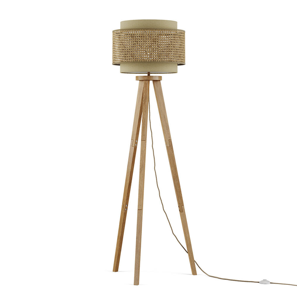 STOJACÍ LAMPA Morten Ratan/krém - krémová/hnědá, dřevo (45/45/142cm) - Vicco