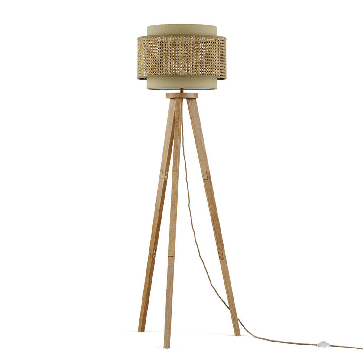 STOJACÍ LAMPA Morten Ratan/krém - krémová/hnědá, dřevo (45/45/142cm) - Vicco