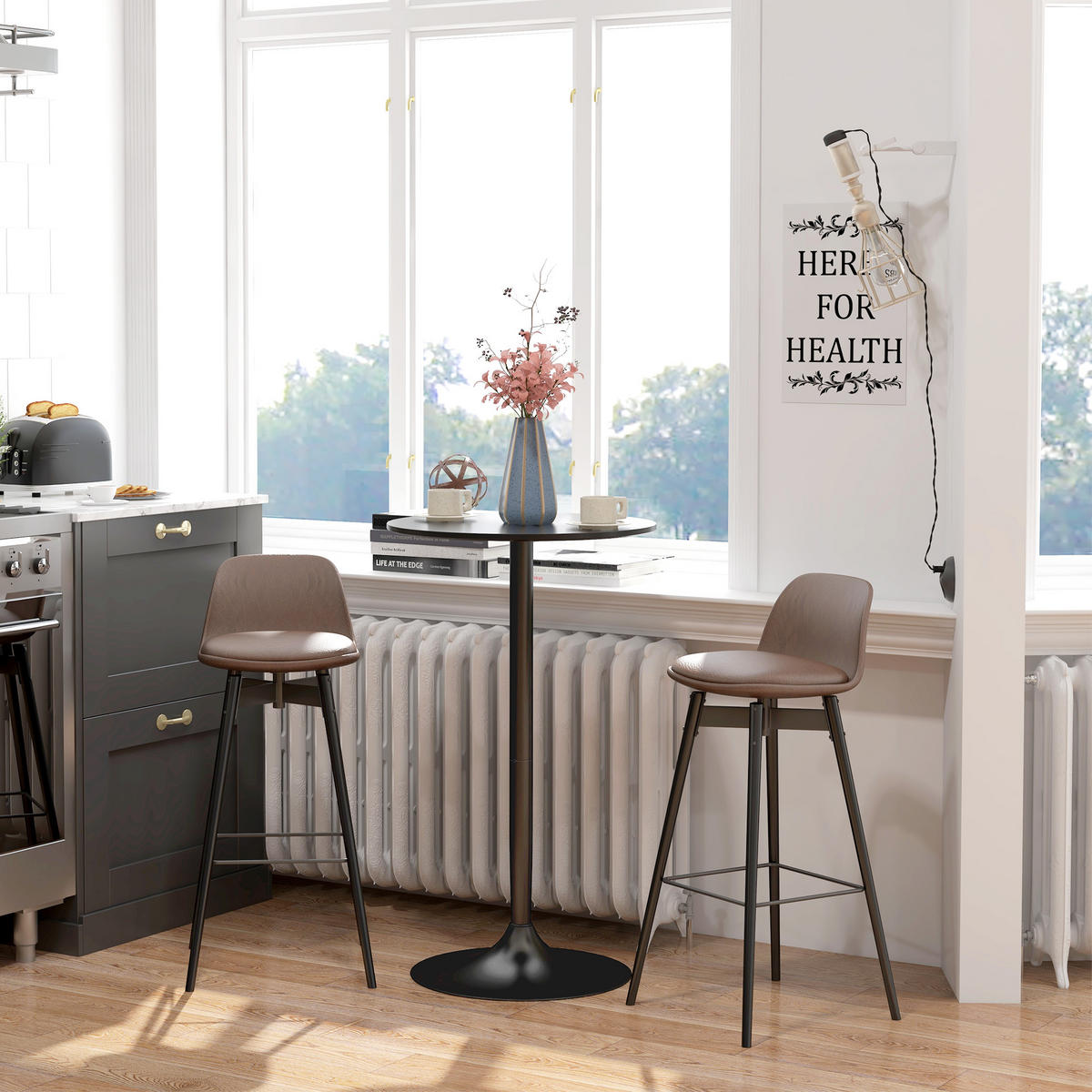 BARTISCH Stehtisch Esstisch Runder Tresentisch für Wohnzimmer, Ø60 x 102 cm - Schwarz, Kunststoff (60/102/60cm) - HOMCOM