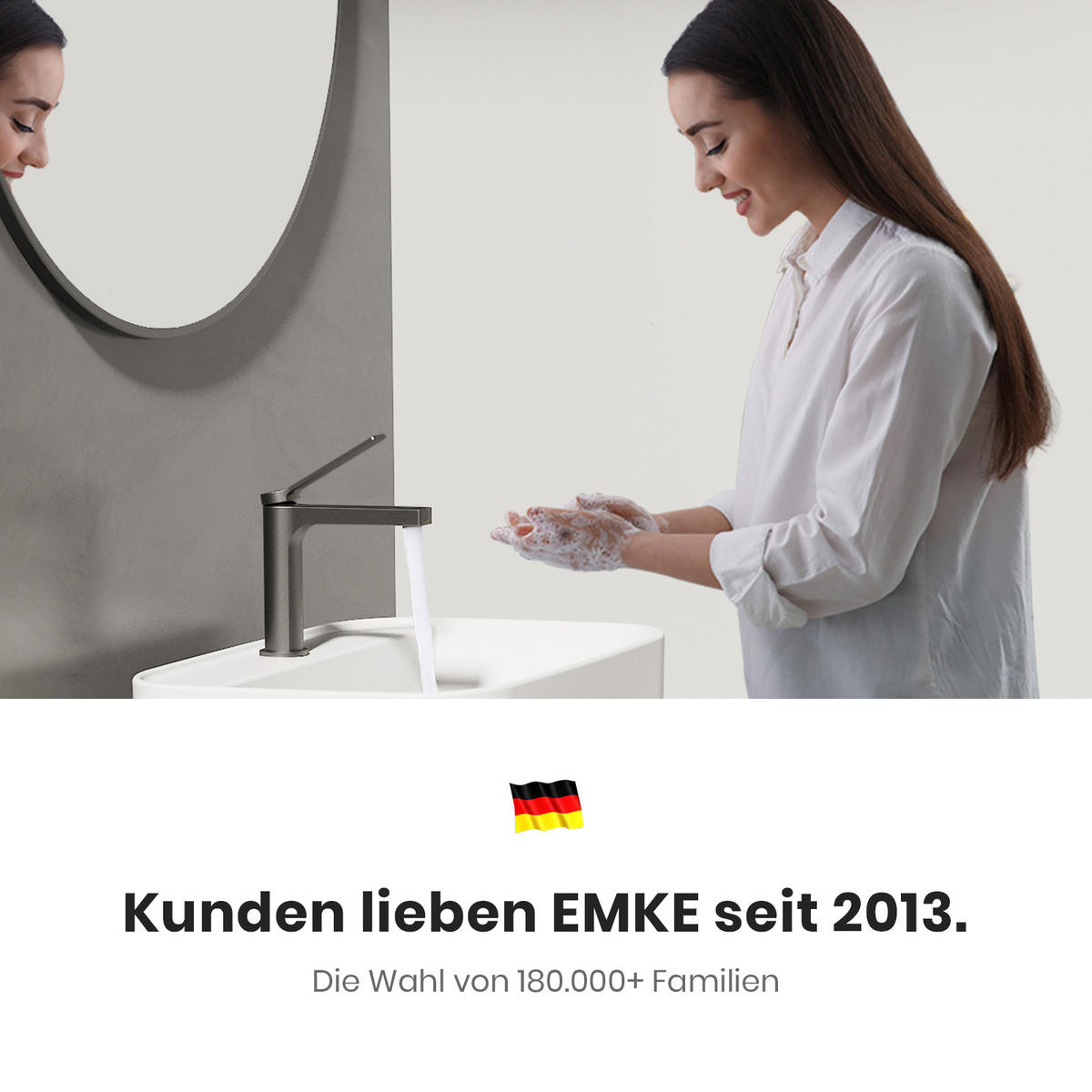 WASCHTISCHARMATUR mit Spulen-Zertifiziertem Filterelement Anthrazit Matt - Anthrazit, Metall (17.3/4.6/19.5cm) - EMKE