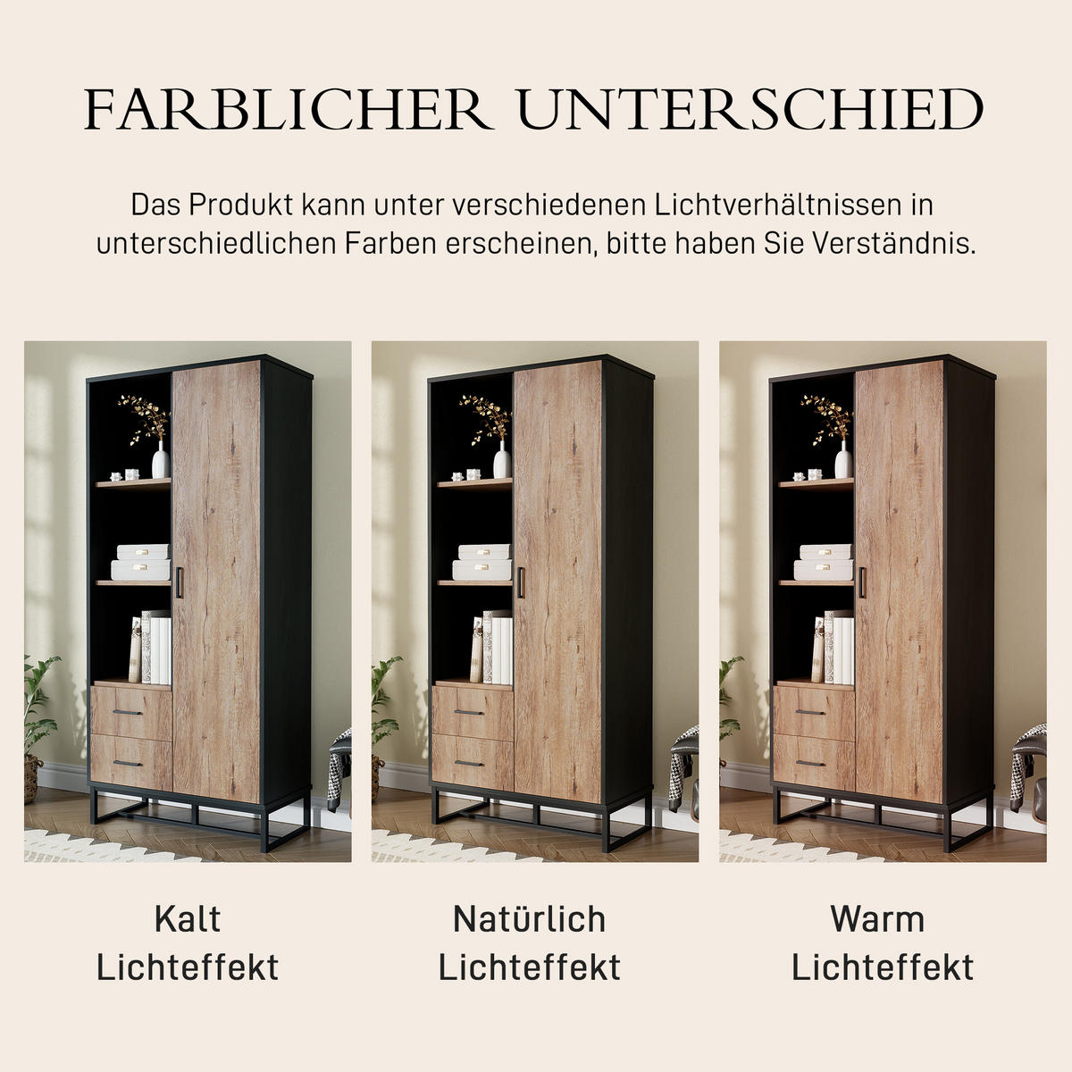HOCHSCHRANK mit 2 Schubladen und offenen Fächern Schwarz - Schwarz, Holzwerkstoff (40/180/80cm) - Urban Meuble