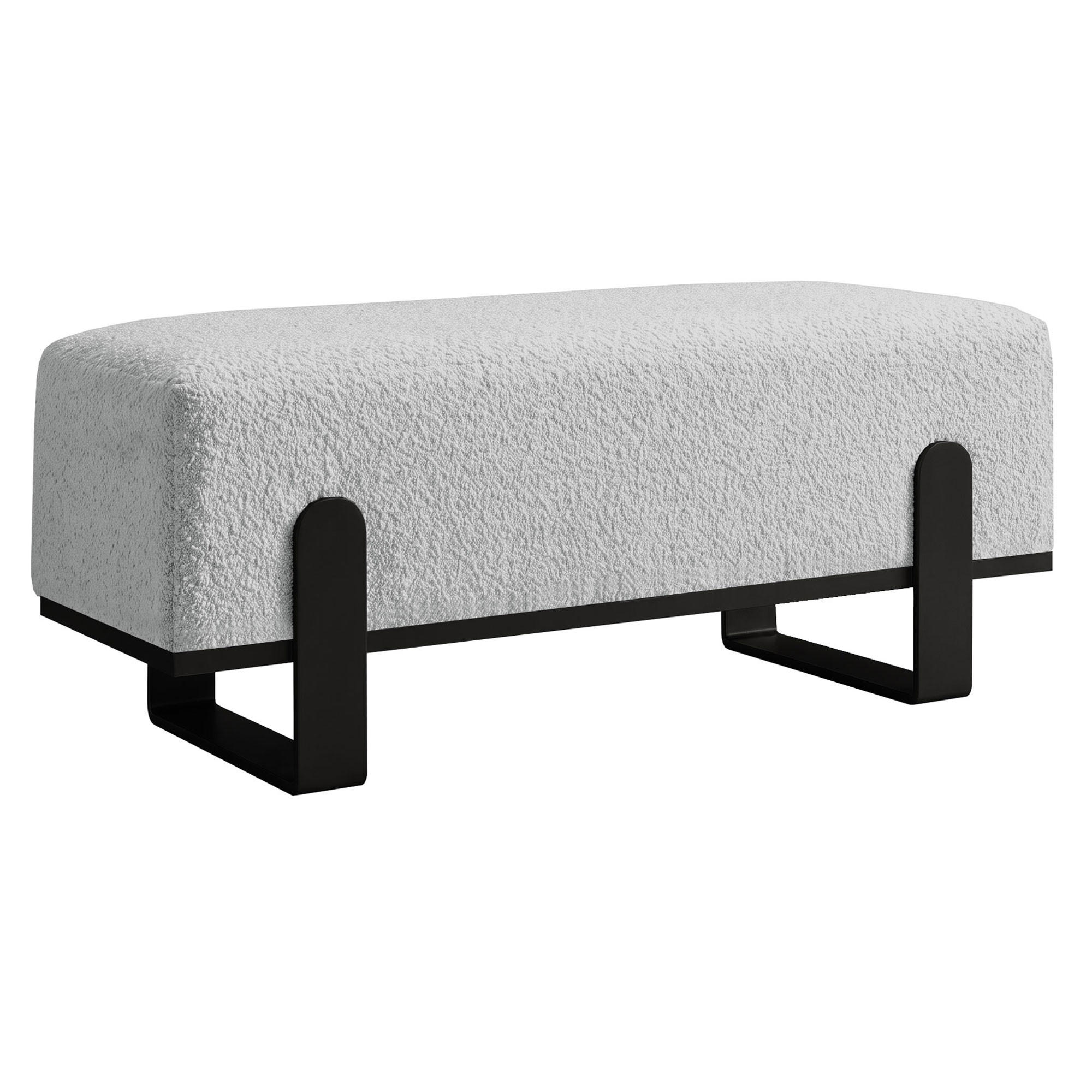 SITZBANK Melissa, Polsterbank 80 cm mit Metallgestell, Bouclé-Stoff, Grau+Schwarz - Schwarz/Grau, Metall (80/47/35cm) - Beautysofa