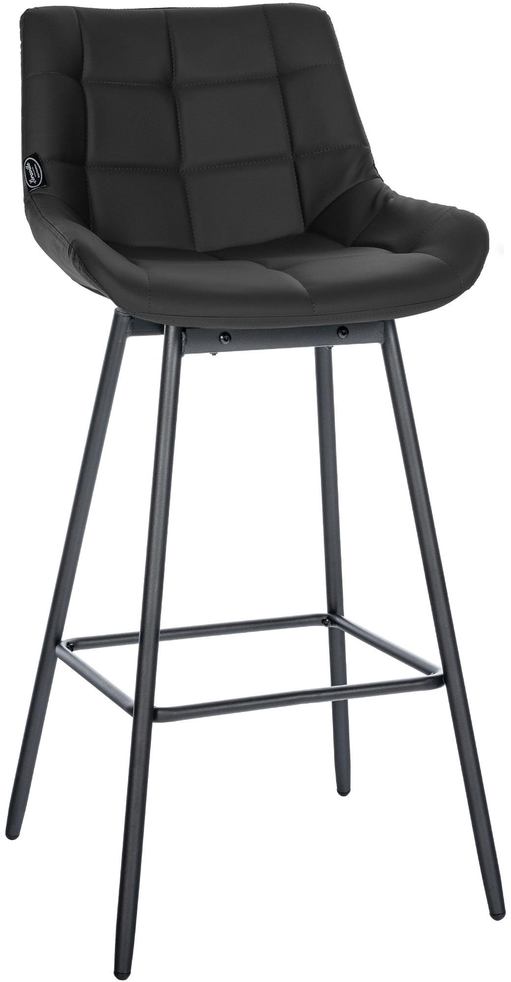 BARHOCKER Lederlook schwarz - Schwarz, Textil/Metall (49/105/56cm) - CLP